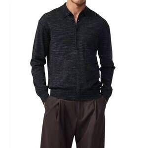 NEW NN07 raymond long sleeve polo sweater in black